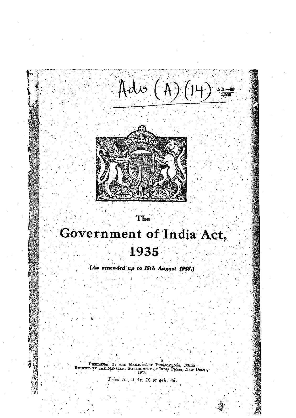 assignment on government of india act 1935